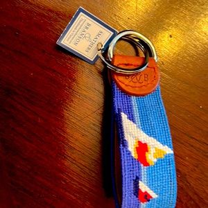 Smathers & Brandon sailboat needlepoint key ring.